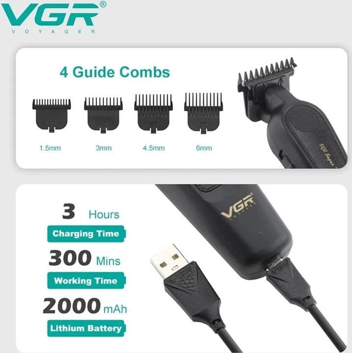 VGR V-995 Trimmer Barber Professionale Rasoio Tagliacapelli Precisione - 4