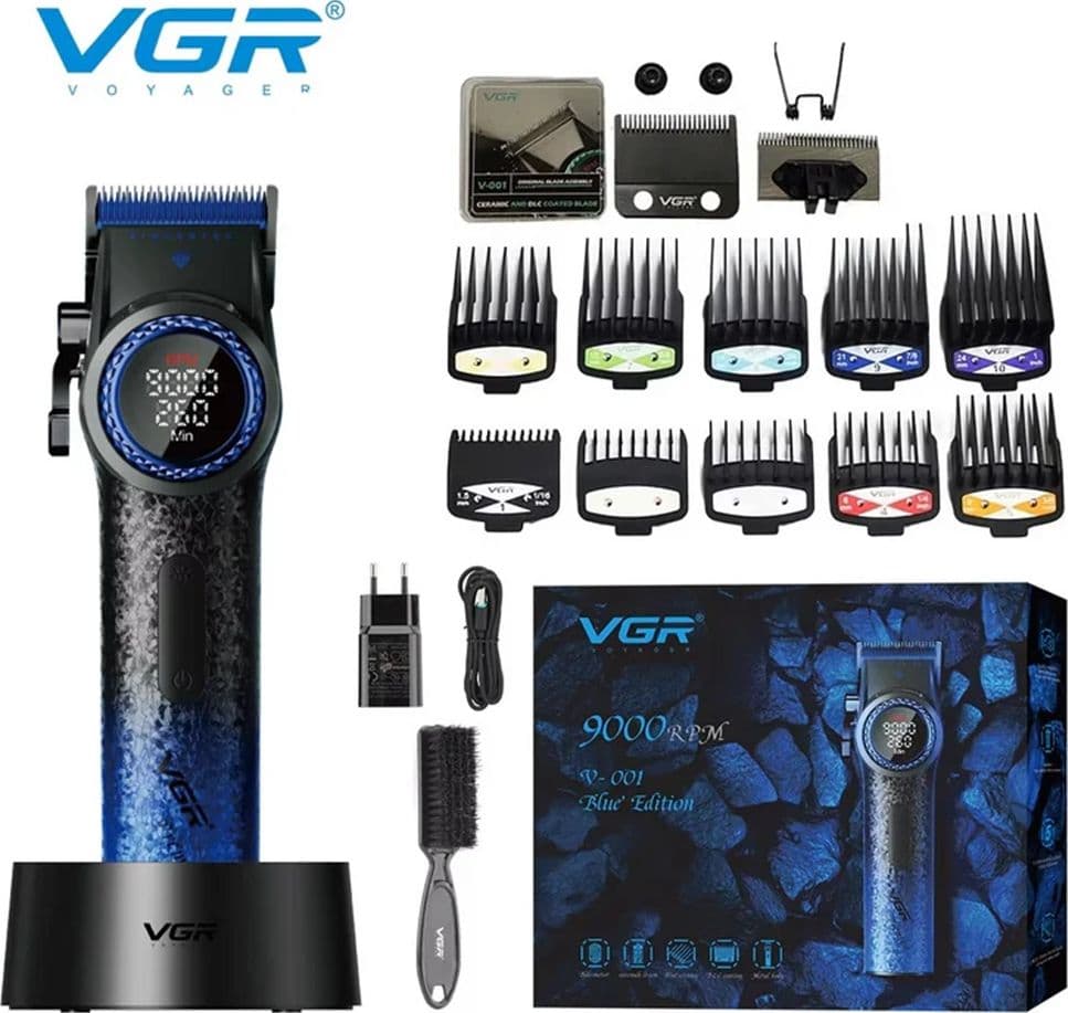 Tagliacapelli Professionale VGR V-001 Blue Edition Clipper Barber Rasoio Fade - 2