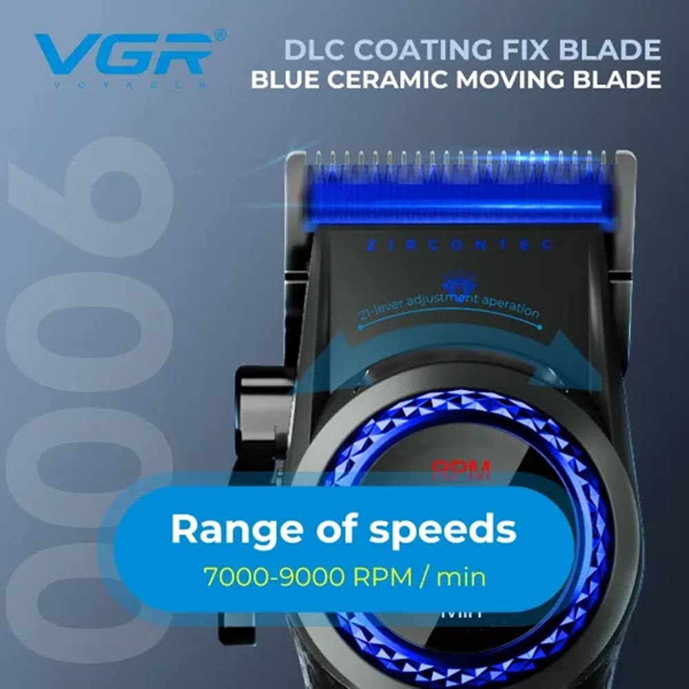 Tagliacapelli Professionale VGR V-001 Blue Edition Clipper Barber Rasoio Fade - 4
