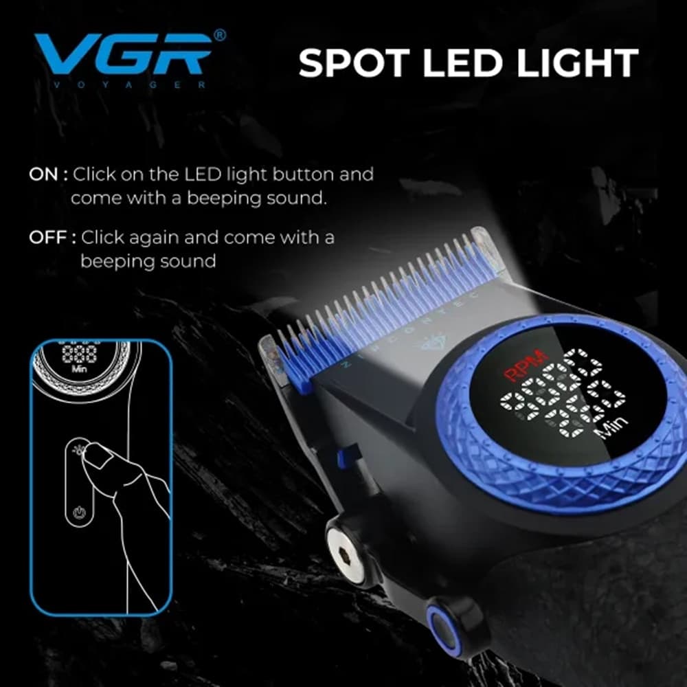 Tagliacapelli Professionale VGR V-001 Blue Edition Clipper Barber Rasoio Fade - 5