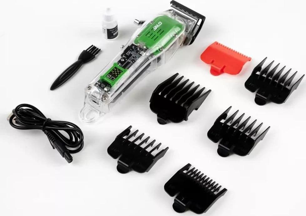TAGLIACAPELLI ELETTRICO RICARICABILE USB PROFESSIONALE DISPLAY LED DESIGN TRASPARENTE GW-9972 - 4