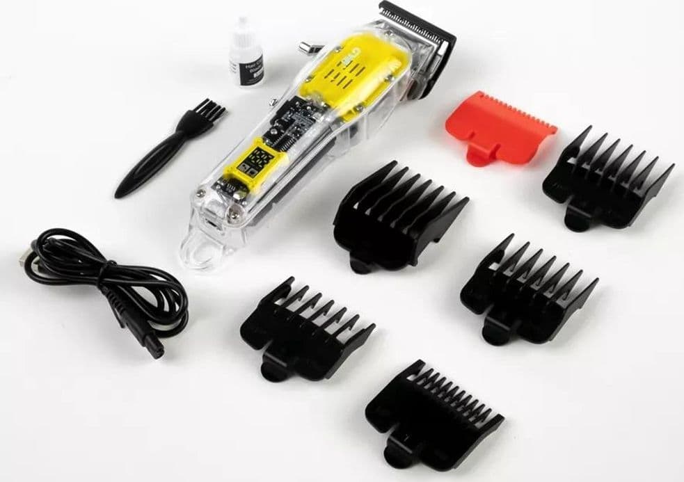 TAGLIACAPELLI ELETTRICO RICARICABILE USB PROFESSIONALE DISPLAY LED DESIGN TRASPARENTE GW-9972 - 7