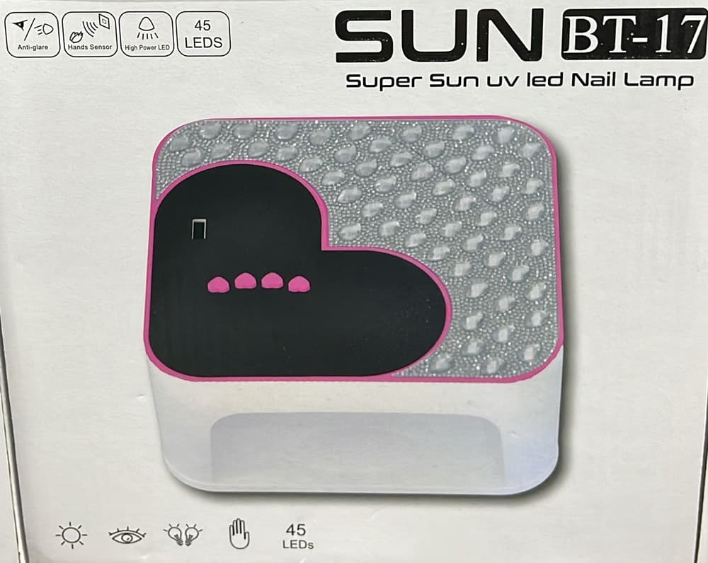 LAMPADA PER UNGHIE UV LED PORTATILE 288 W 45 LED DESIGN A CUORE CON BRILLANTI SUN BT-17 - 13
