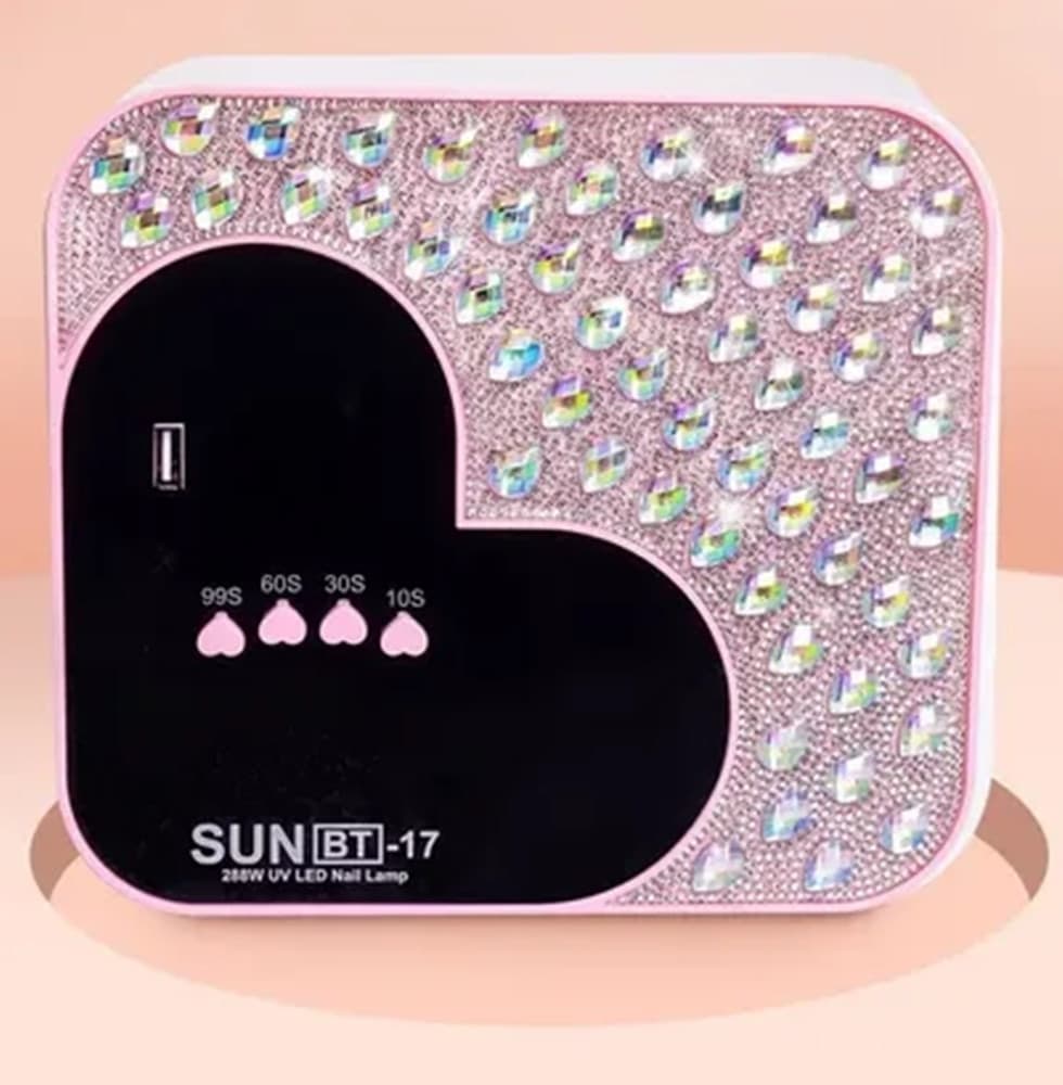 LAMPADA PER UNGHIE UV LED PORTATILE 288 W 45 LED DESIGN A CUORE CON BRILLANTI SUN BT-17 - 3