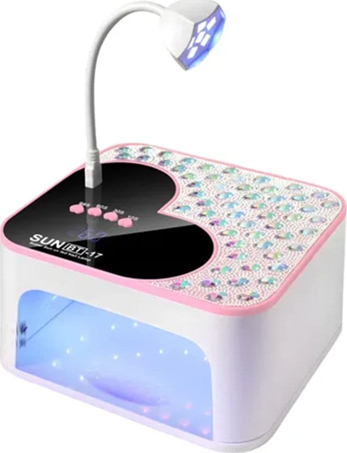 LAMPADA PER UNGHIE UV LED PORTATILE 288 W 45 LED DESIGN A CUORE CON BRILLANTI SUN BT-17 - 4