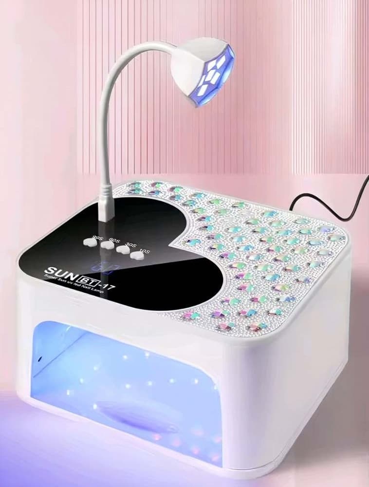 LAMPADA PER UNGHIE UV LED PORTATILE 288 W 45 LED DESIGN A CUORE CON BRILLANTI SUN BT-17 - 6
