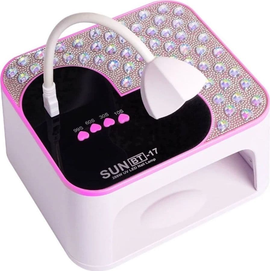 LAMPADA PER UNGHIE UV LED PORTATILE 288 W 45 LED DESIGN A CUORE CON BRILLANTI SUN BT-17 - 10