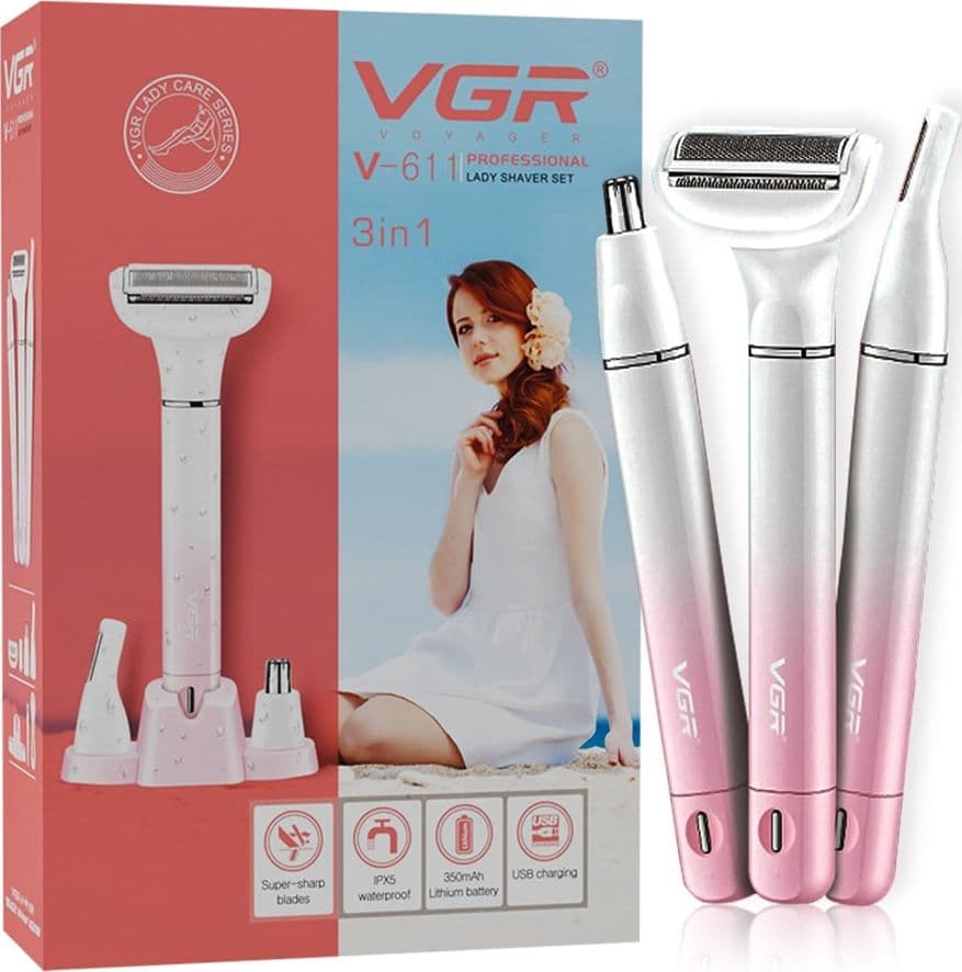VGR V-611 Epilatore Donna Professionale USB Pelle Liscia Accessori Precisi - 3