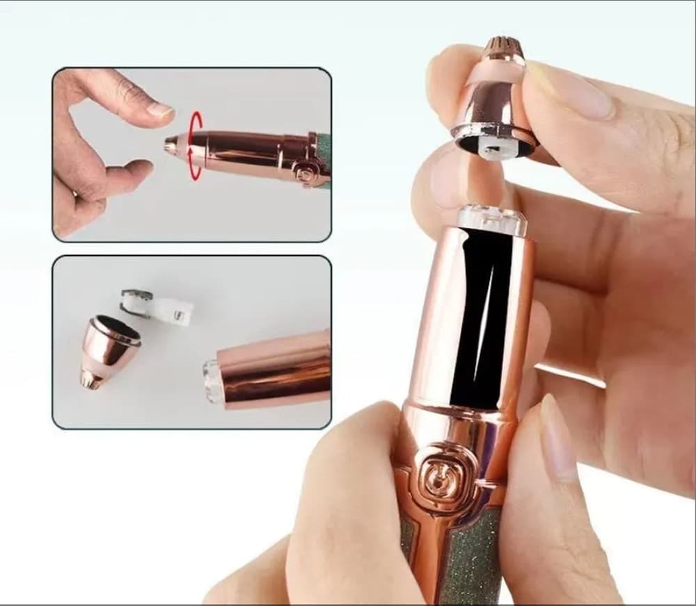 EPILATORE ELETTRICO 2IN1 RICARICABILE USB PER RIMOZIONE PELI SOPRACCIGLIA VISO DA DONNA - 5