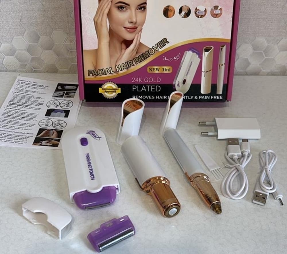 KIT 3IN1 EPILATORI VISO PROFESSIONALE TRIMMER PER RIMOZIONE ISTANTANEA INDOLORE PELI - 3