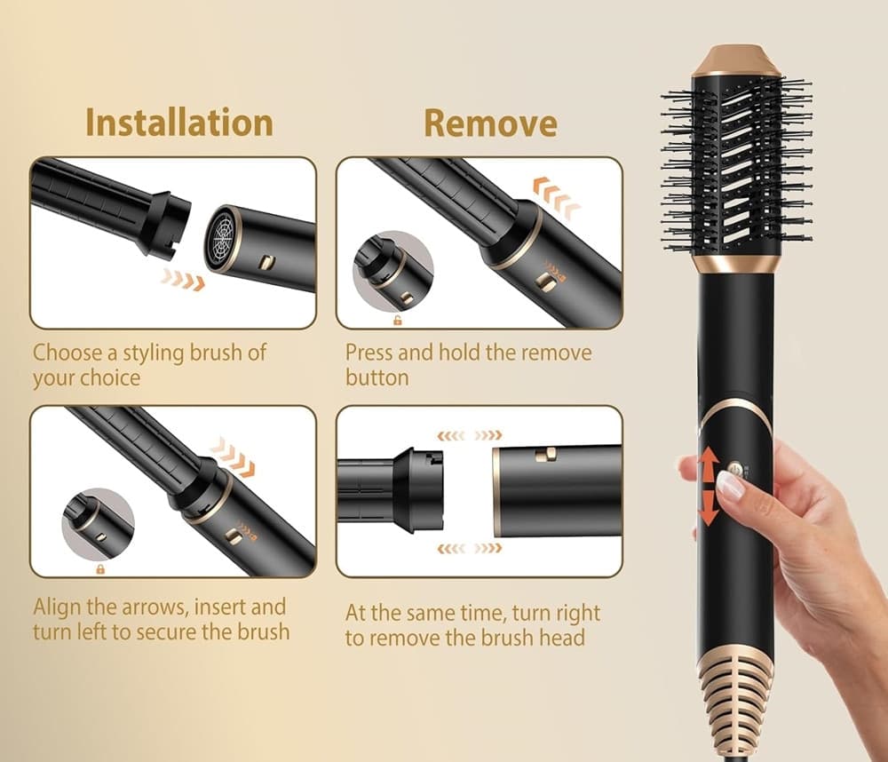 ASCIUGACAPELLI SPAZZOLA AD ARIA CALDA ARRICCIACAPELLI 6IN1 MULTIFUNZIONE STYLING DIFFUSORE - 14