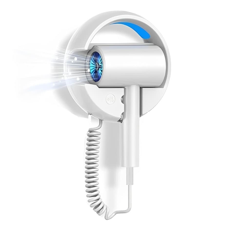ASCIUGACAPELLI DA PARETE PER HOTEL CON IONI NEGATIVI LUCE LED BLU CALDO/FREDDO Q-F002 - 3