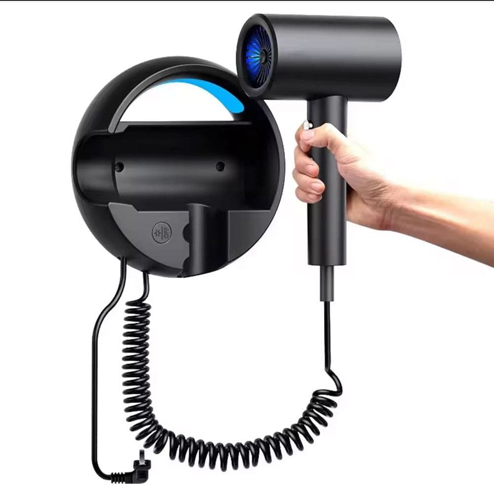 ASCIUGACAPELLI DA PARETE PER HOTEL CON IONI NEGATIVI LUCE LED BLU CALDO/FREDDO Q-F002 - 6