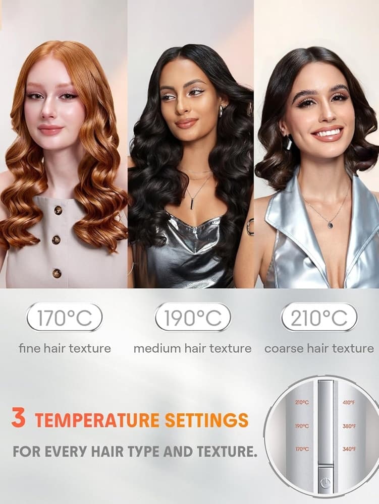 ARRICCIACAPELLI AUTOMATICO CON 3 TEMPERATURE ROTAZIONE ANTIGROVIGLIO PER STYLING CAPELLI - 4