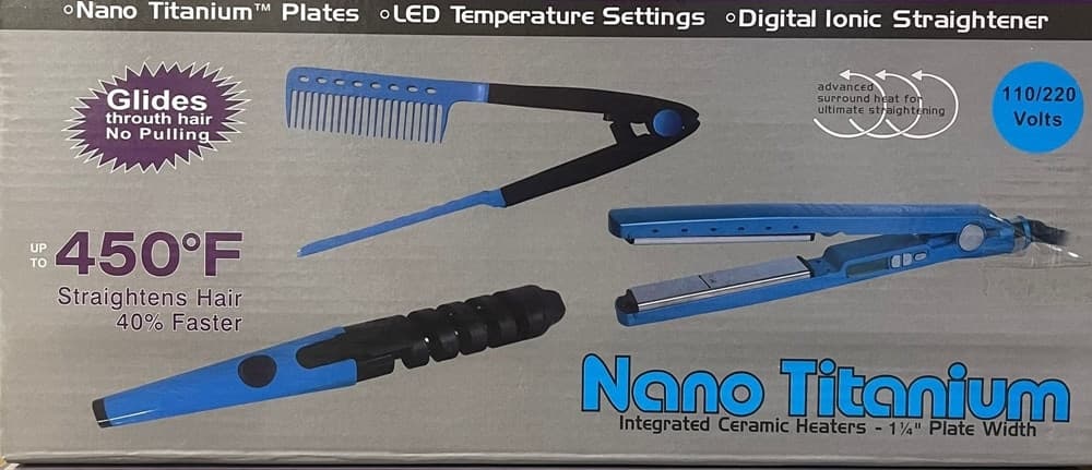SET PIASTRA 3IN1 PER CAPELLI IN NANO TITANIO CERAMICA CON FERRO ARRICCIACAPELLI PETTINE - 2