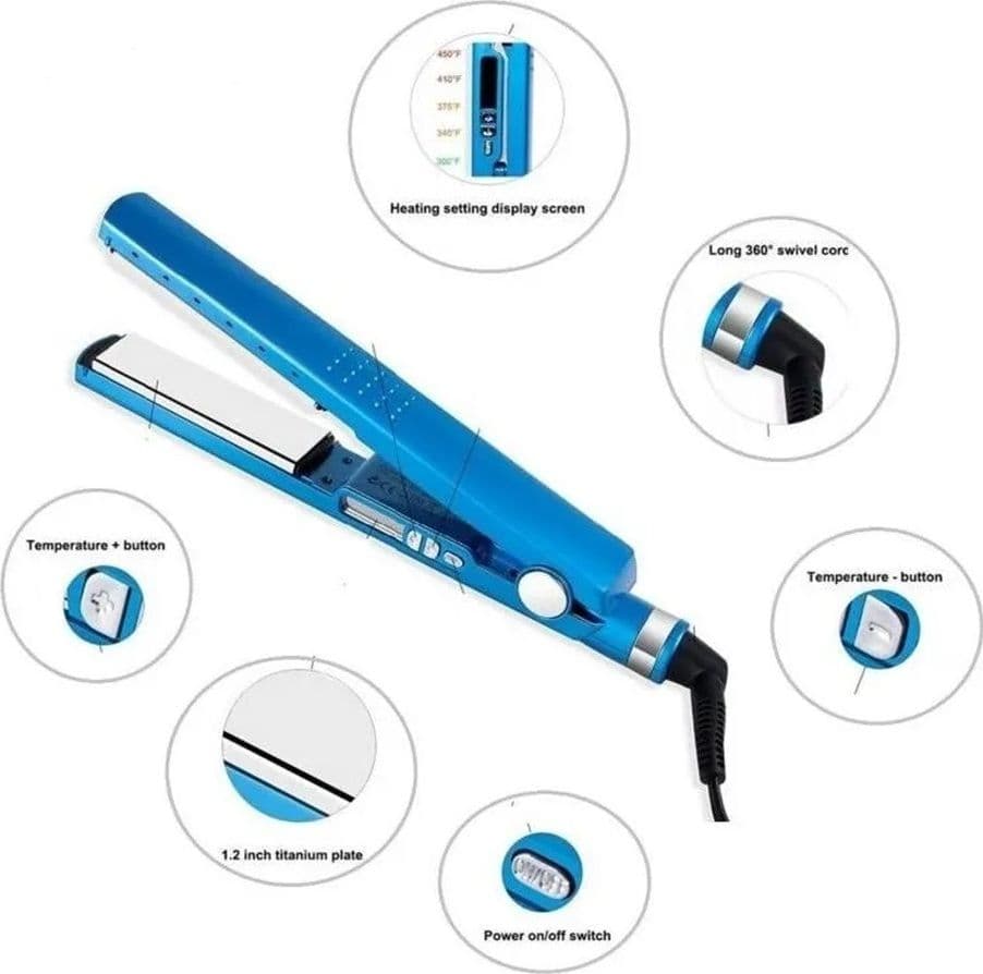 SET PIASTRA 3IN1 PER CAPELLI IN NANO TITANIO CERAMICA CON FERRO ARRICCIACAPELLI PETTINE - 11