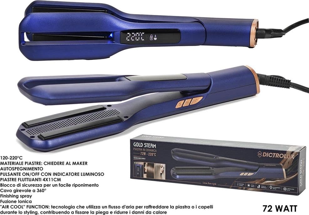 PIASTRA PER CAPELLI IN CERAMICA 72W DISPLAY DIGITALE TECNOLOGIA IONICA FUNZIONE "AIR COOL" - 2
