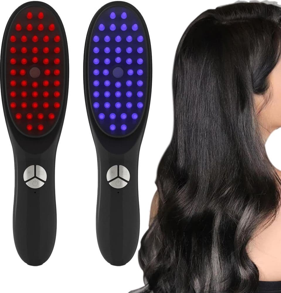 SPAZZOLA ELETTRICA VIBRANTE LED VAPORE MULTIFUNZIONALE PER CRESCITA CAPELLI MASSAGGIATORE - 7