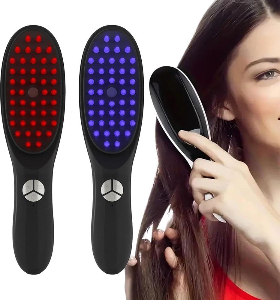 SPAZZOLA ELETTRICA VIBRANTE LED VAPORE MULTIFUNZIONALE PER CRESCITA CAPELLI MASSAGGIATORE - 10