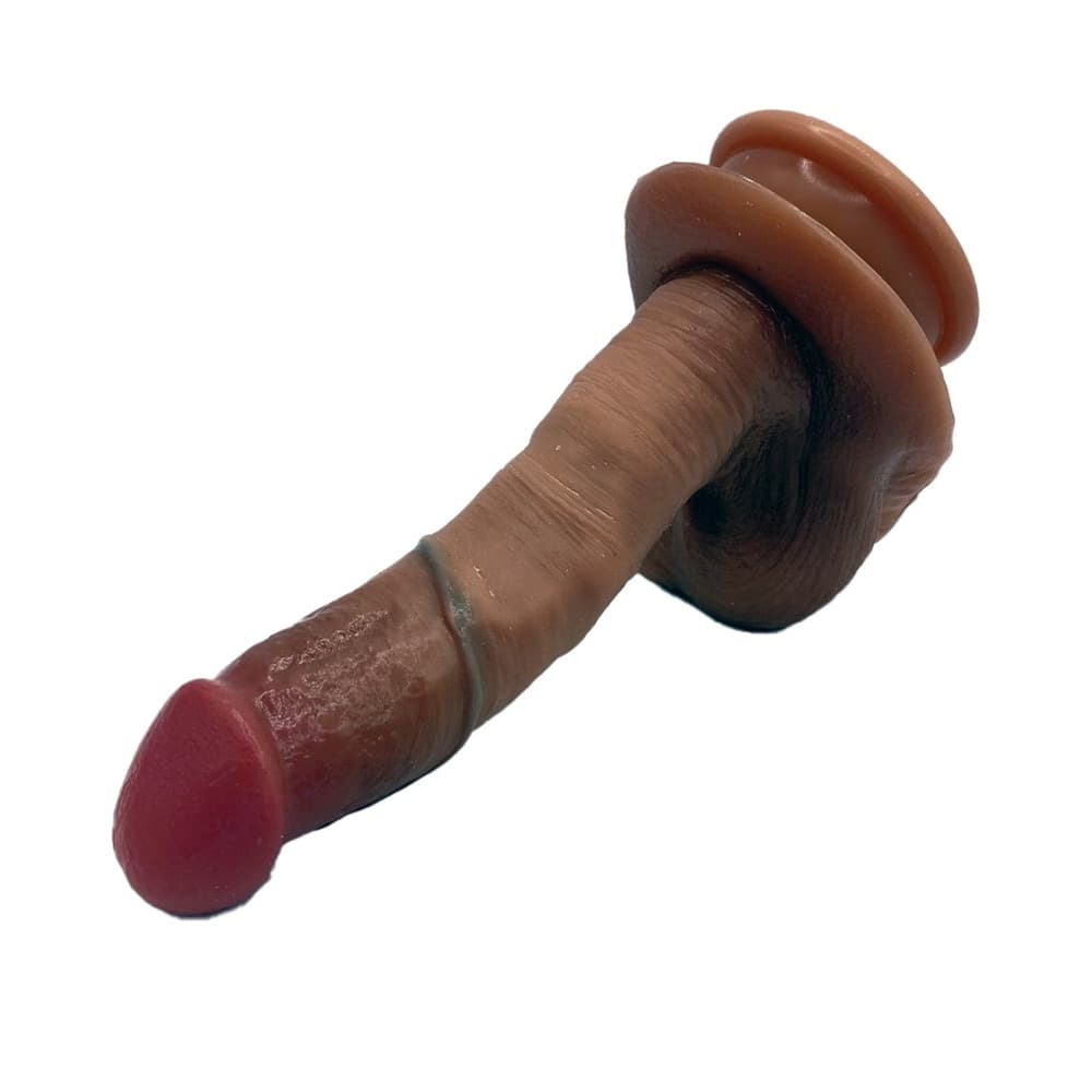 Dildo Realistico 18 cm con Ventosa Pelle Morbida Venature Naturali e Testicoli - 3
