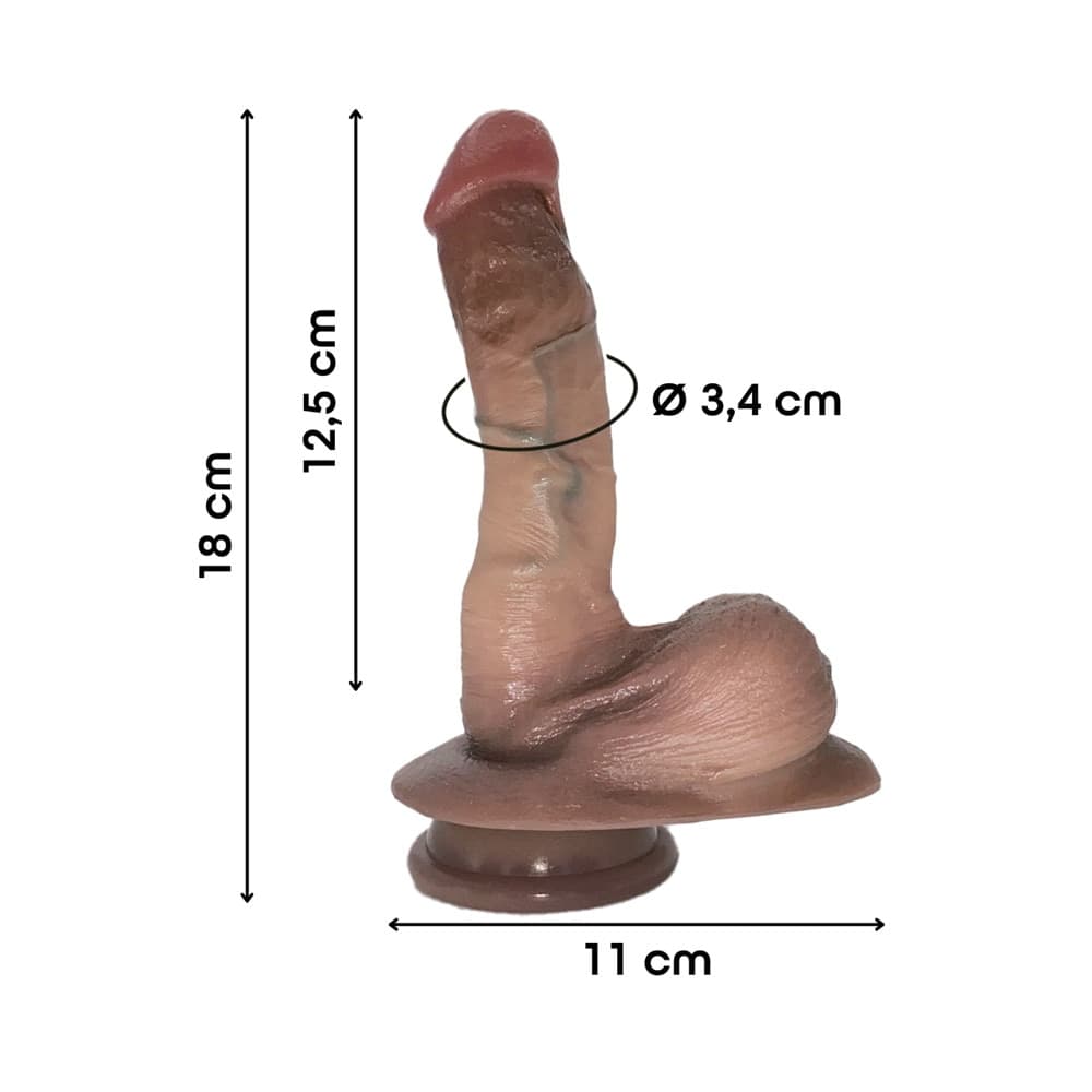 Dildo Realistico 18 cm con Ventosa Pelle Morbida Venature Naturali e Testicoli - 10