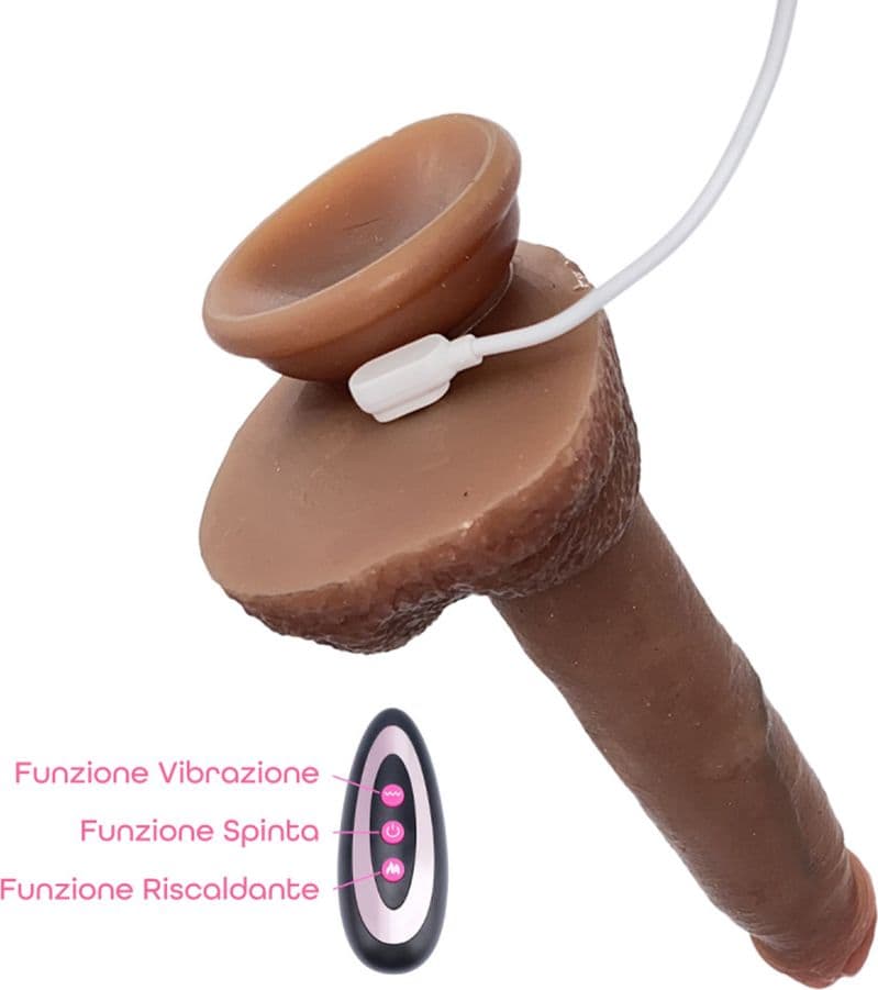 Dildo Realistico con Vibrazione Spinta e Riscaldamento 22 cm Ventosa Telecomando - 10