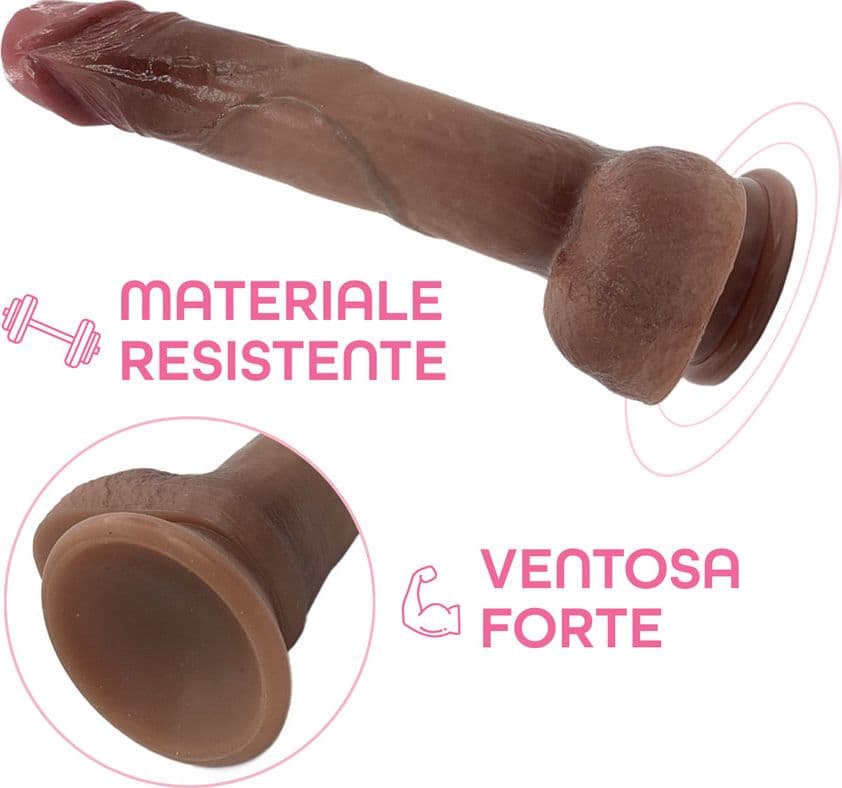 Dildo Realistico 22 cm con Ventosa Pene Finto in Silicone Morbido 3,5cm Diametro - 5