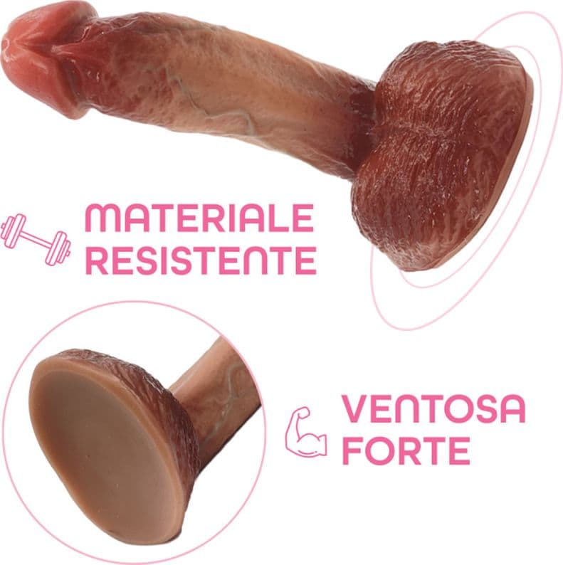 Dildo Realistico 18 cm con Ventosa Pene Naturale in Silicone Morbido Flessibile - 4