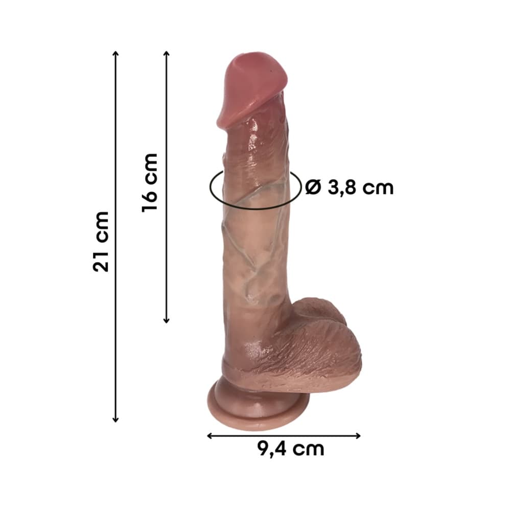 Dildo Realistico con Testicoli Ventosa Morbido Flessibile Effetto Naturale 21 cm - 5