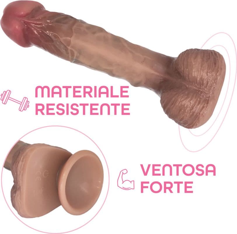 Dildo Realistico con Testicoli Ventosa Morbido Flessibile Effetto Naturale 21 cm - 6