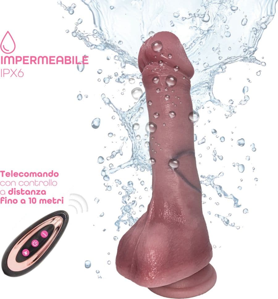 Vibratore Realistico Dildo con Vibrazione Spinta Riscaldante Ventosa Telecomando - 8