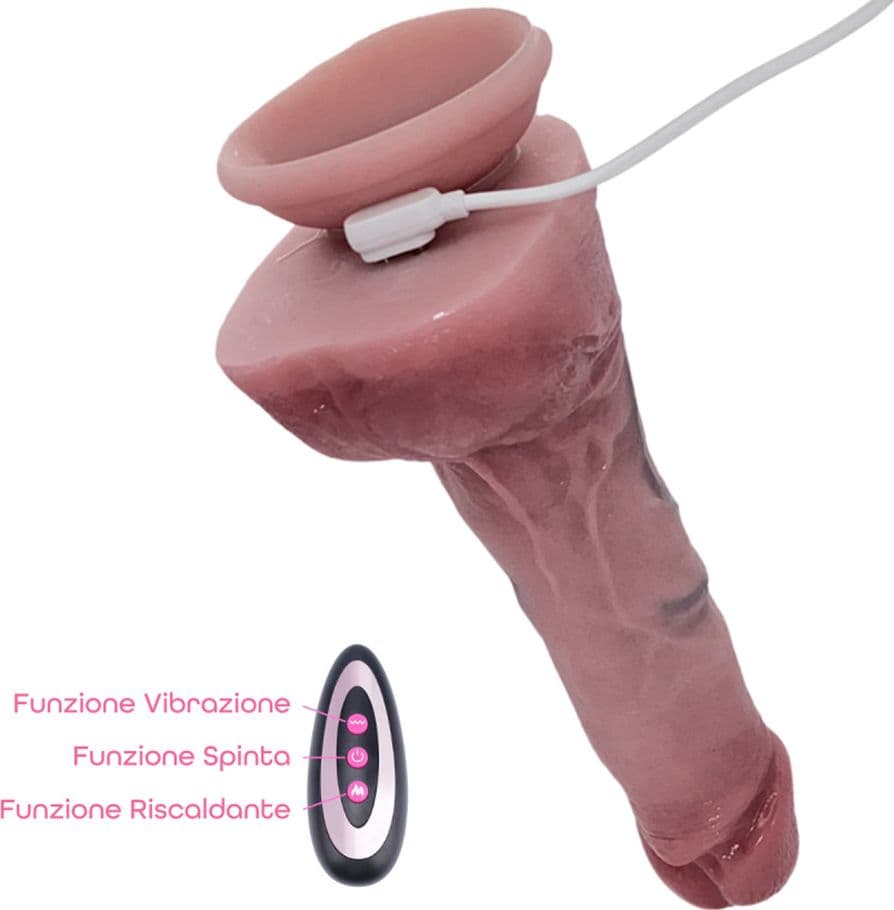 Vibratore Realistico Dildo con Vibrazione Spinta Riscaldante Ventosa Telecomando - 10