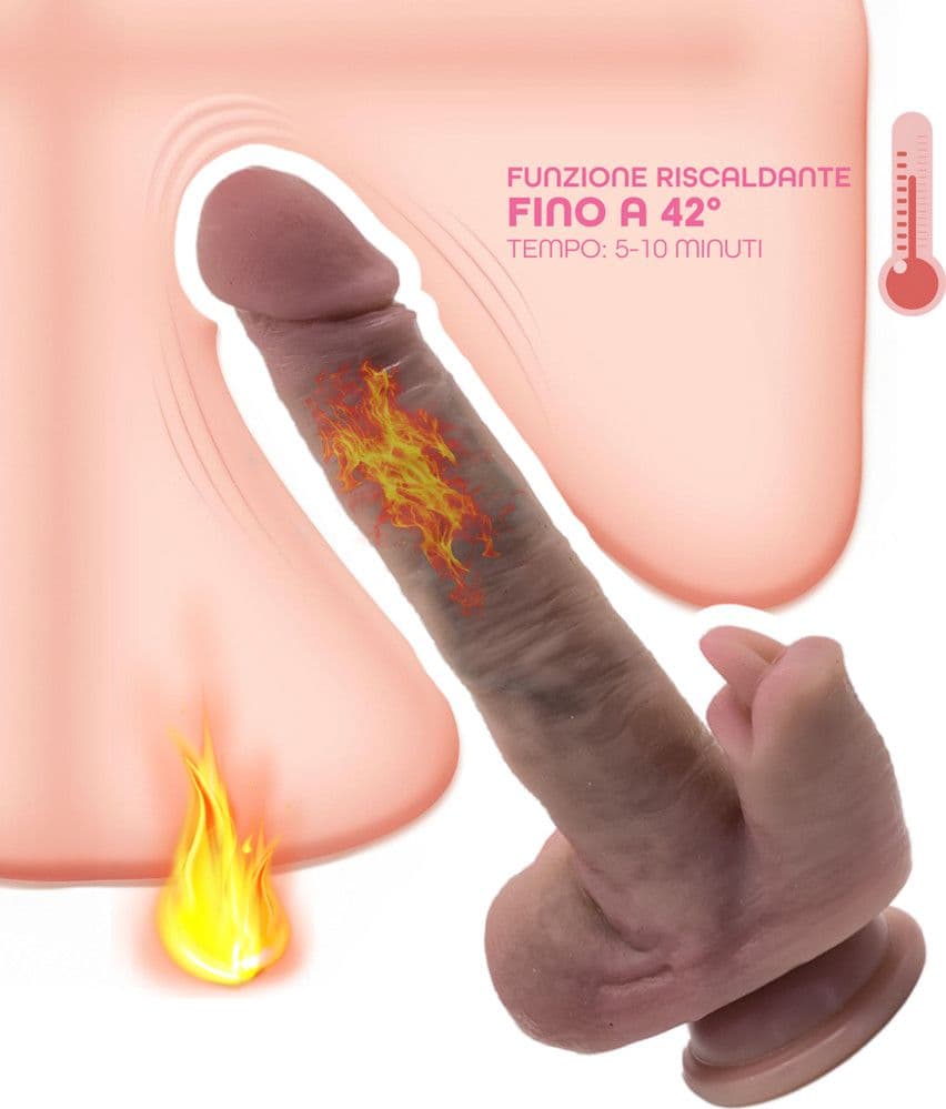 Vibratore Realistico Dildo con Spinta automatica Vibrazione Riscaldante e Lingua - 4