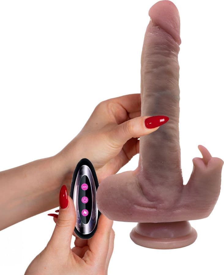 Vibratore Realistico Dildo con Spinta automatica Vibrazione Riscaldante e Lingua - 5