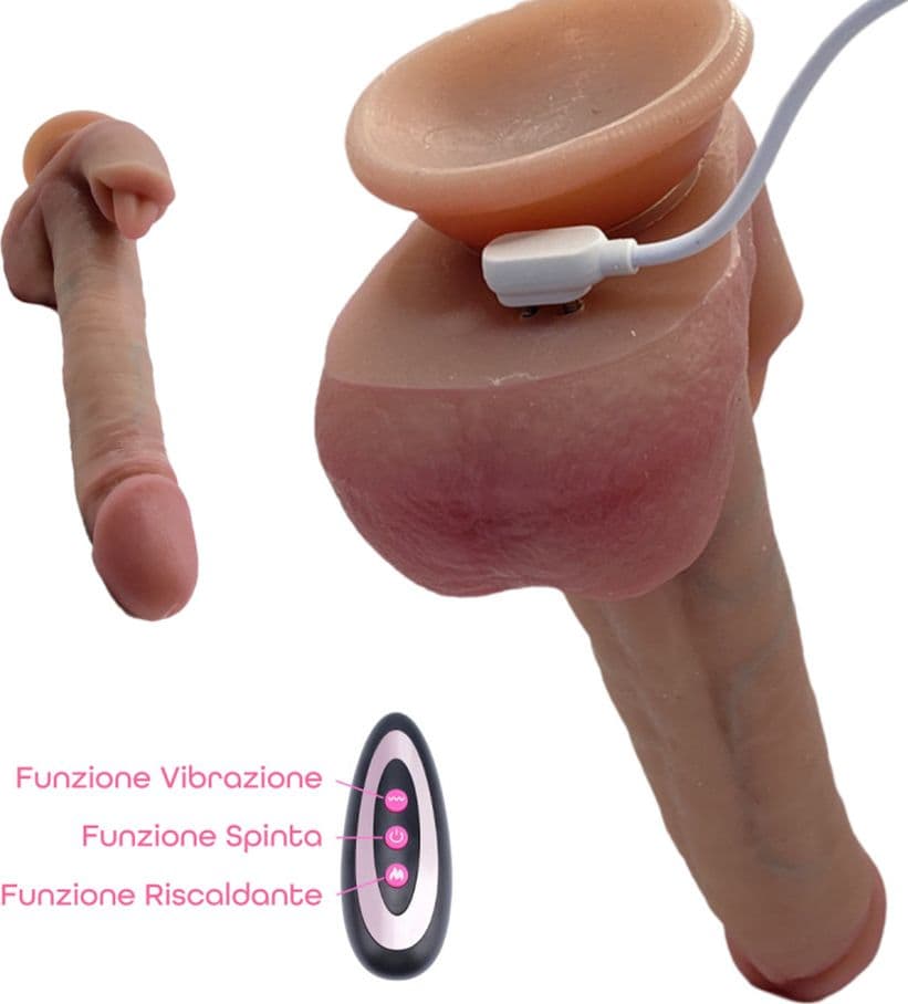 Vibratore Realistico Dildo con Spinta automatica Vibrazione Riscaldante e Lingua - 10