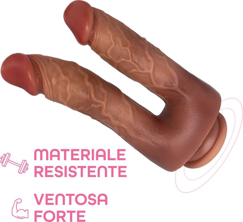 Dildo Doppio Realistico con Ventosa in silicone per Doppia Penetrazione Strap-On - 7