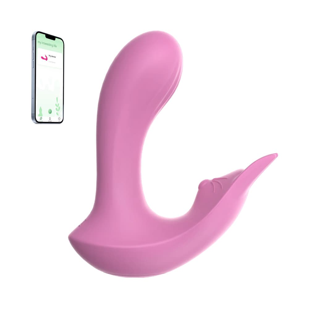 Vibratore Doppia Stimolazione Orina in Silicone 2in1 Punto G e Clitoride con App - 18