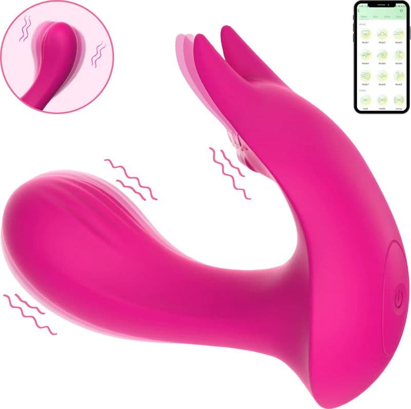 Vibratore Doppia Stimolazione Orina in Silicone 2in1 Punto G e Clitoride con App - 6