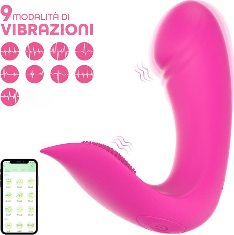 Vibratore Punto G Stimolatore Clitoride Chris 2in1 con App in Silicone Morbido - 2