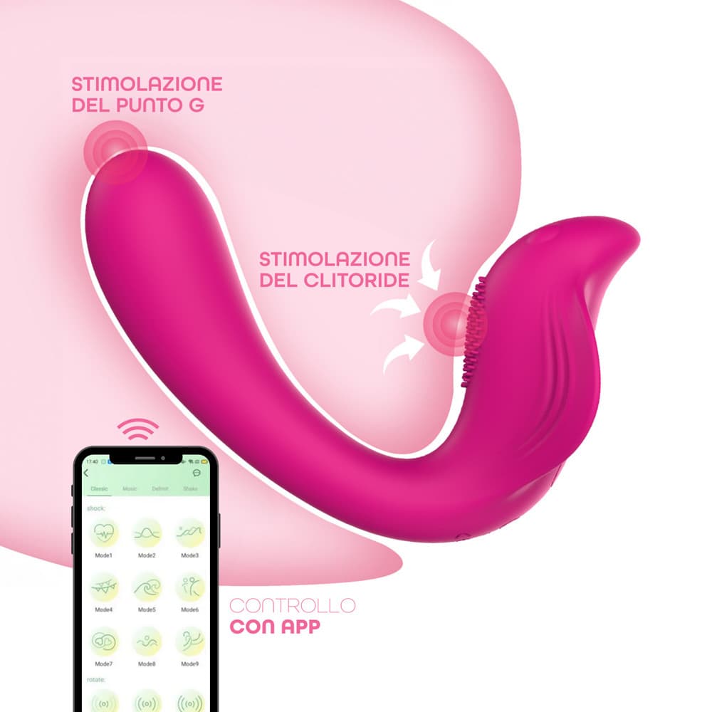 Vibratore a U punto G e clitoride con controllo tramite app in morbido silicone - 19