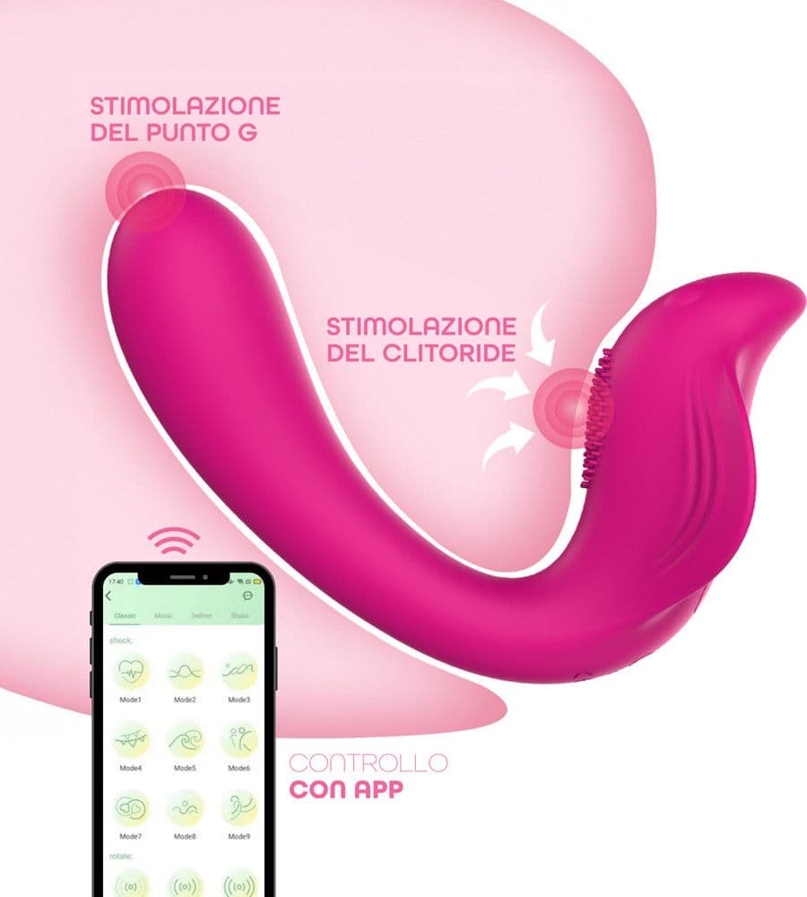Vibratore a U punto G e clitoride con controllo tramite app in morbido silicone - 2