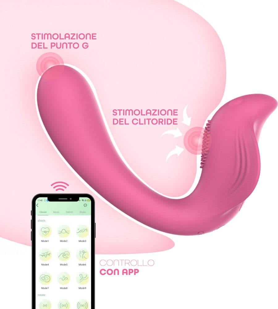 Vibratore a U punto G e clitoride con controllo tramite app in morbido silicone - 11