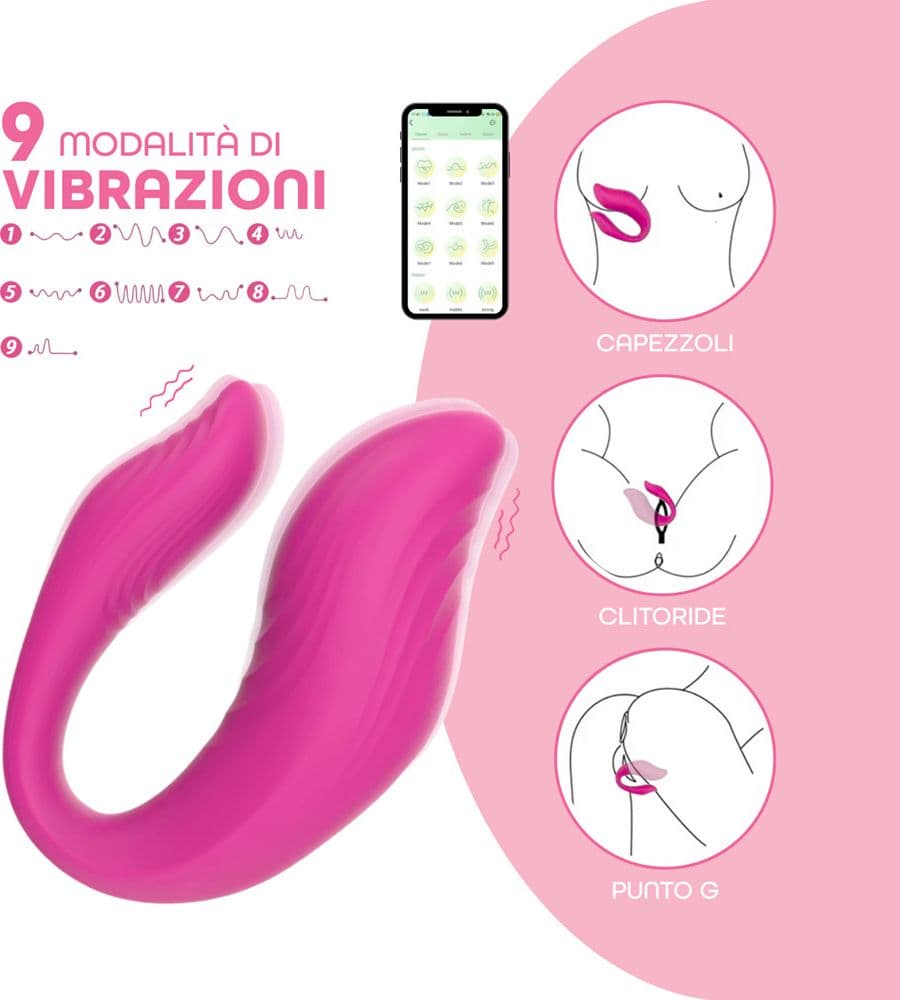 Vibratore Multifunzione Indossabile in Silicone Doppia Stimolazione con App USB - 5