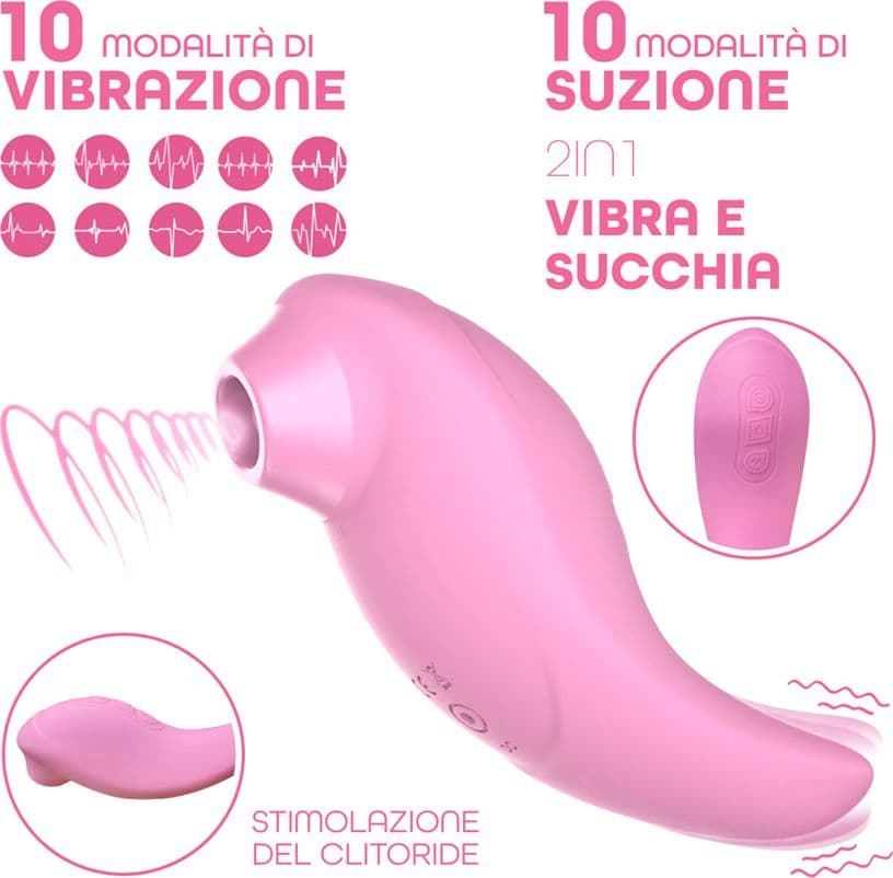 Succhia Clitoride Vibra 2in1 con Vibratore in Silicone sex toy multifunzione - 15