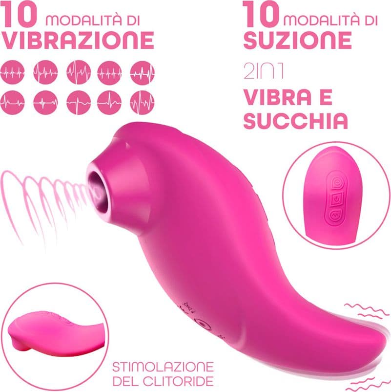 Succhia Clitoride Vibra 2in1 con Vibratore in Silicone sex toy multifunzione - 6