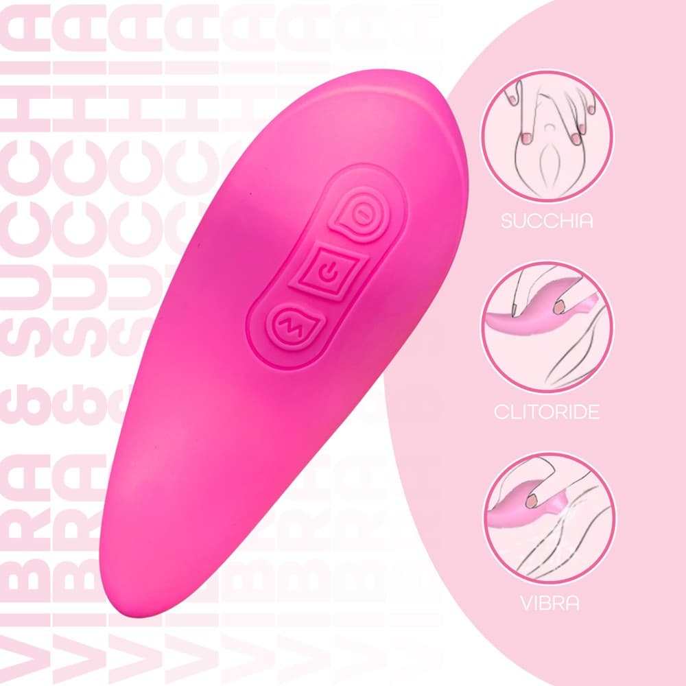 Succhia Clitoride Vibra 2in1 con Vibratore in Silicone sex toy multifunzione - 7