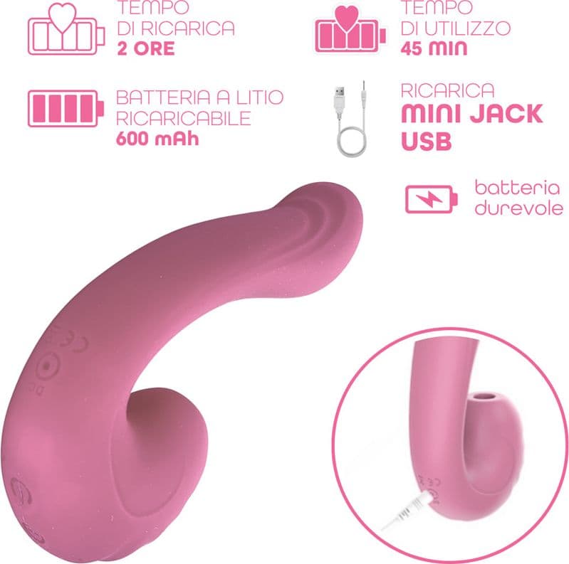 Vibratore Multifunzione Vibra e Succhia Doppia Stimolazione Punto G e Clitoride - 16