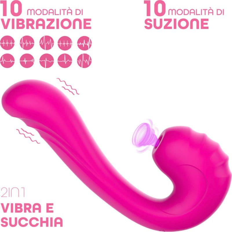 Vibratore Multifunzione Vibra e Succhia Doppia Stimolazione Punto G e Clitoride - 6