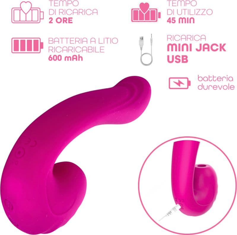 Vibratore Multifunzione Vibra e Succhia Doppia Stimolazione Punto G e Clitoride - 7