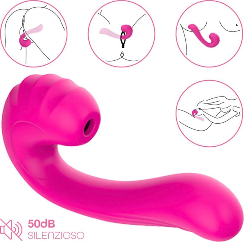 Vibratore Multifunzione Vibra e Succhia Doppia Stimolazione Punto G e Clitoride - 9